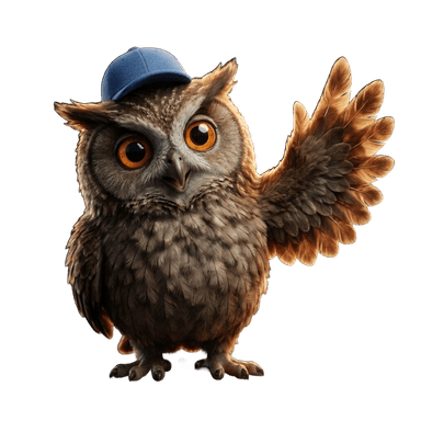 The Transfer With Me owl tutor waving hello before the transfer test